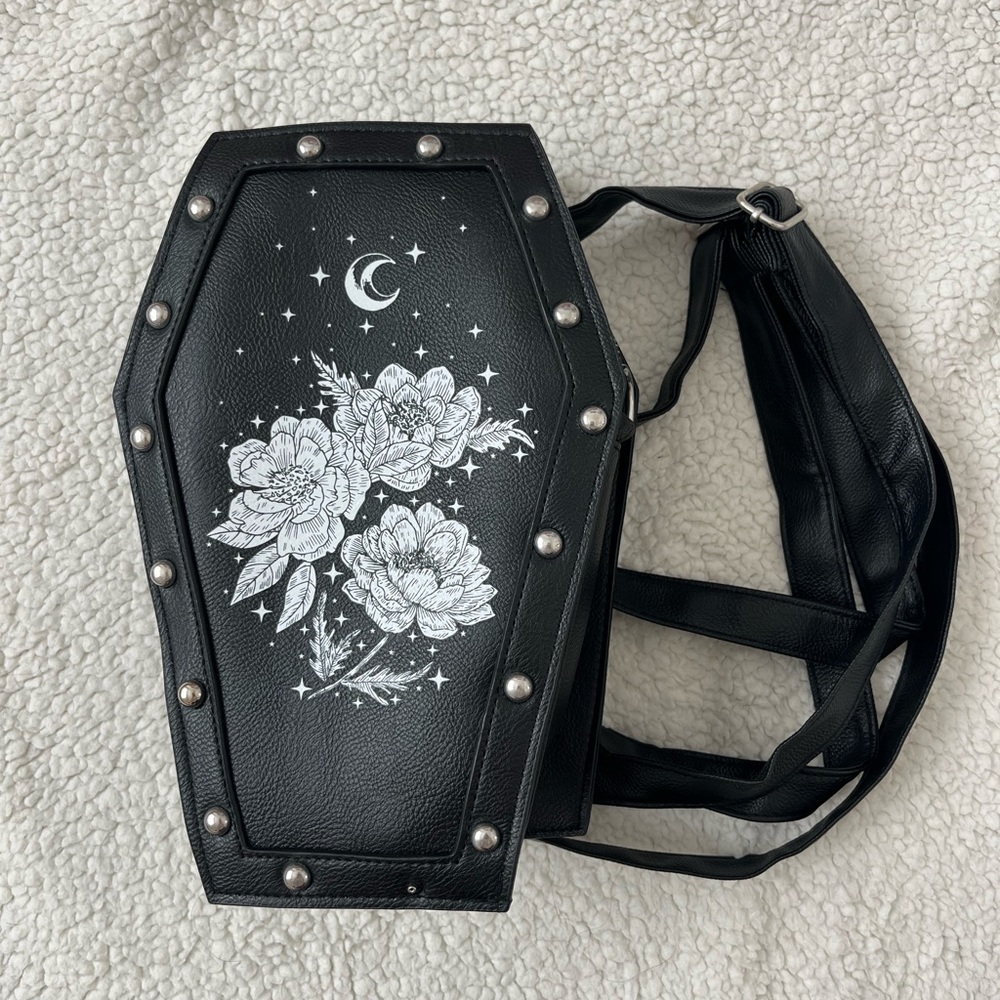 Dolls Kill Floral Celestial Coffin mini backpack